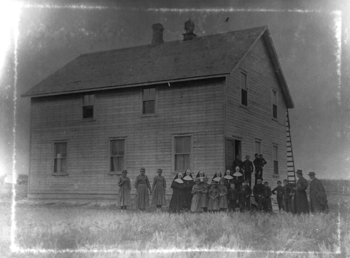 A photo of the original Thunderchild Residential School building. (Provincial Archives of Saskatchewan)