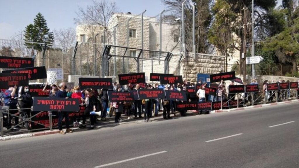 Activists demand justice for Israeli victims of child sexual abuse during a protest in March, 2021.  By Noa Kerem Bloemendal  