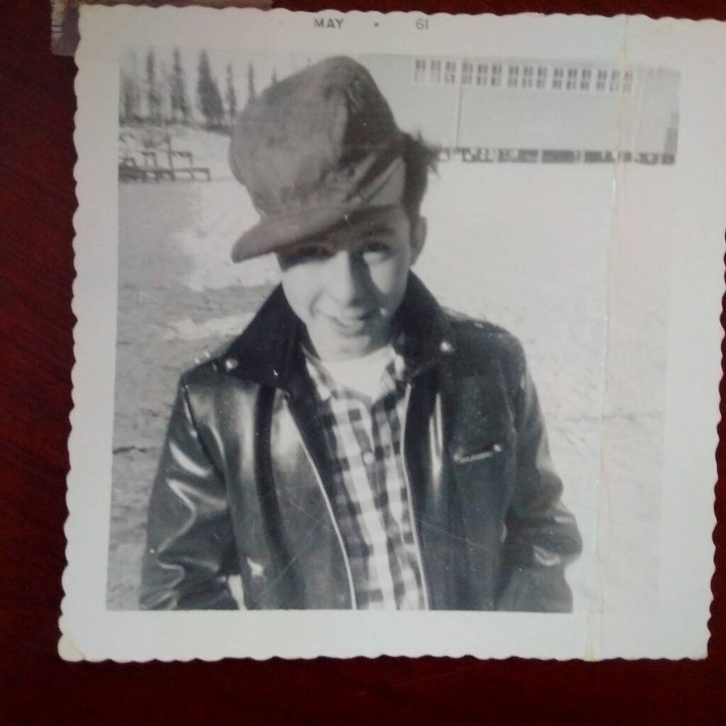 Richard Hardy, pictured in May 1961 in front of Grollier Hall, a residential school in Inuvik that he attended from 1959 to 1963. Photo courtesy of Richard Hardy