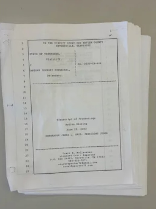 The transcript documents from a June 2023 Sevier County Circuit Court hearing at which former Gatlinburg priest Rev. Antony Punnackal's internet search history was discussed. The information was not presented to the jury, which later acquitted him of sexual abuse. Tyler Whetstone / News Sentinel