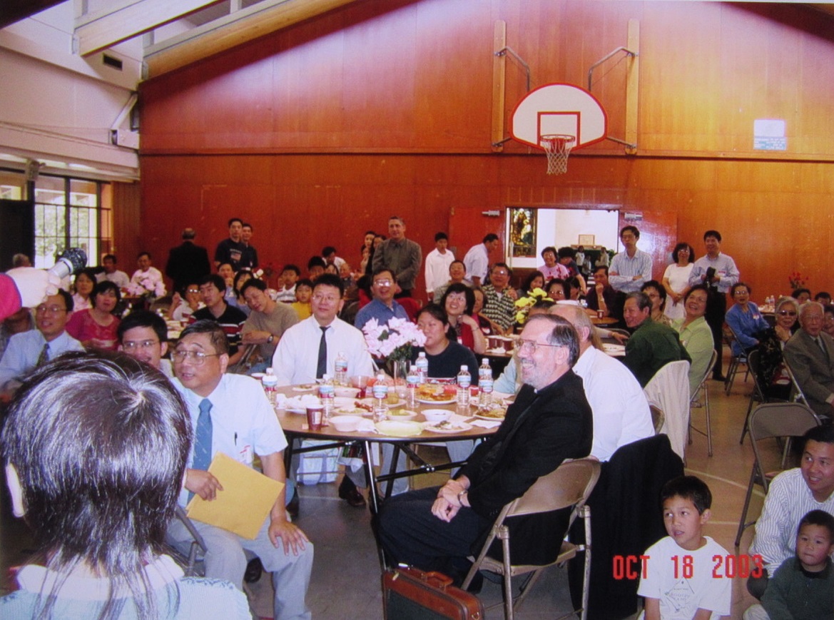 Fr. Jim Chevedden on October 18, 2003 at St. Joseph’s church in Fremont, California, with parishioners celebrating his 25 years in the priesthood.