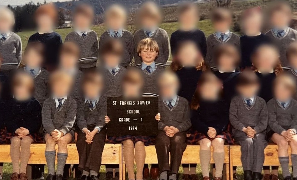 James, a Pell survivor, in his first grade class photograph at St. Francis Xavier School in Ballarat in 1974.