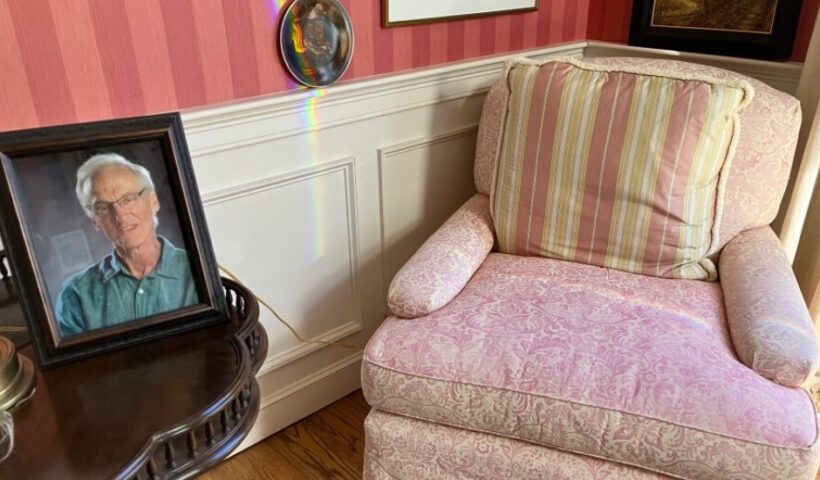 A photograph of Phil Saviano in the room where he met with investigators from the Massachusetts attorney general's office, when he was in hospice in 2021. The office was investigating child sexual abuse at the Worcester Diocese, where Saviano had been abused. The results of the investigation have not been made public. Nancy Eve Cohen / NEPM